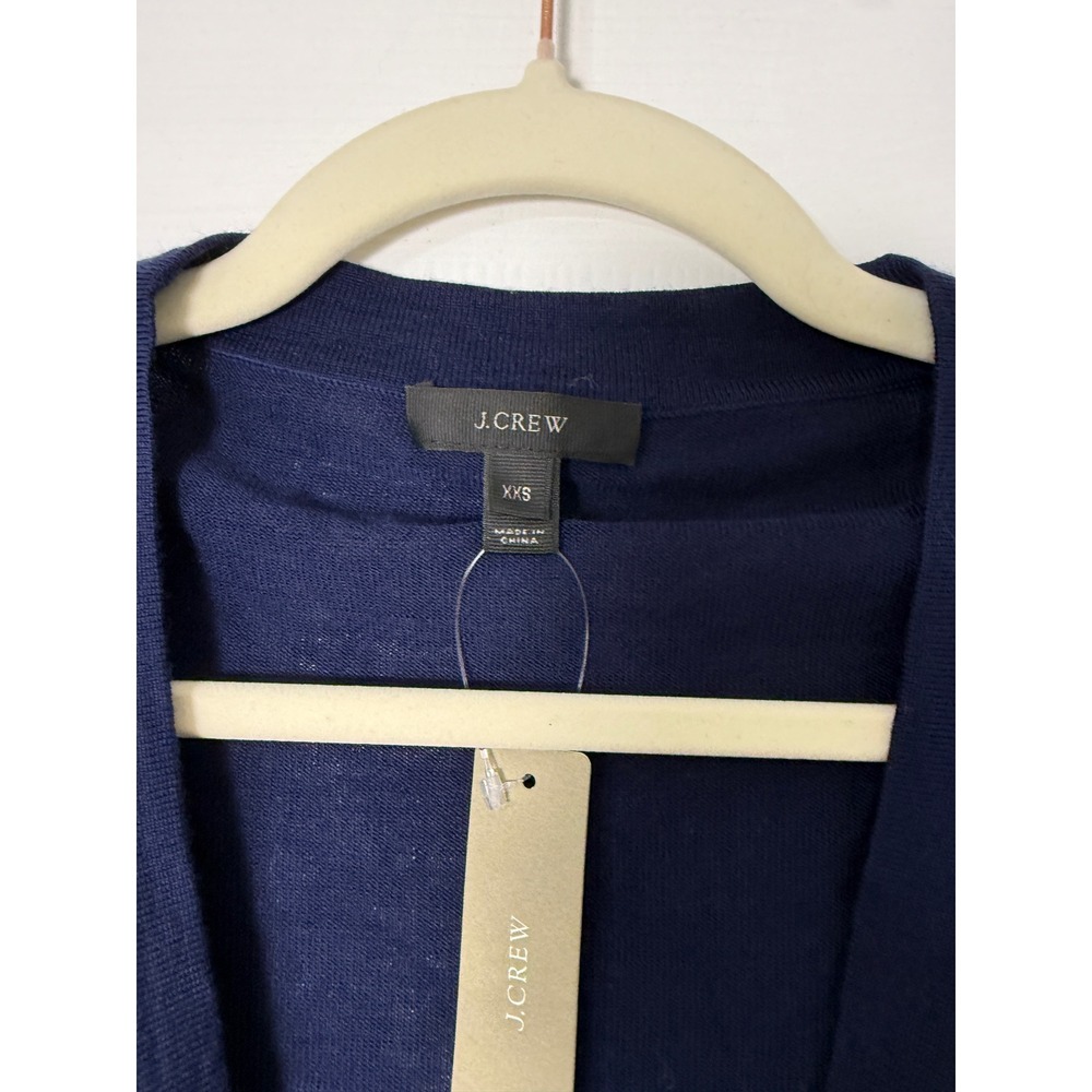 J.Crew Wrap Sweater Womens XXS Navy Blue NEW Merino Wool V-Neck - Picture 2 of 7
